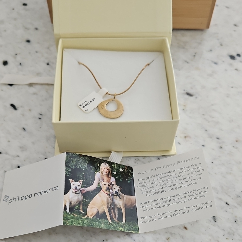 Gold Vermeil  Circle Pendant Necklace